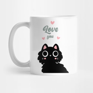 Love you cute black cat for valentines day Mug